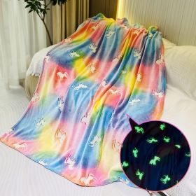 Glow in the Dark Throw Blanket Unicorn - Luminous Kids Blanket (50" x 60") (Color: Rainbow)