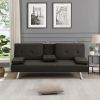 sofa bed with Armrest two holders WOOD FRAME, STAINLESS LEG, FUTON SOFA PVC