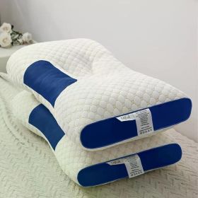 Buy 1 and get 1 free, a total of 2 soft knitted massage neck pillows - adjustable ergonomic correction contour support, high-quality pillow core, deta (Color: Blue)