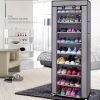 1 Large Capacity 10-Tier Non-Woven Shoe Rack, Space-Saving, Tall & Narrow, Movable for Dust Removal, Stable Structure, Multi-Color, Closet Storage Uni