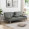 sofa bed with Armrest two holders WOOD FRAME, STAINLESS LEG, FUTON SOFA PVC