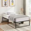 Bed Frame Metal Platform Mattress Foundation with Steel Slat Support, No Box Spring Needed, Easy Assembly, Black