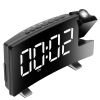 Projection Alarm Clock with Radio Function 7.7In Curved-Screen LED Digital Alarm Clock w/ Dual Alarms 4 Dimmer 12/24 Hour
