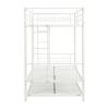 Over Twin Bunk Bed Frame with Trundle,Metal Bunkbed with Sturdy Guard Rail and 2 sideLadders for Kids/Adults,Can be Divided Into Two Beds, No Box Spri