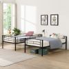 Over Twin Bunk Bed Frame with Trundle,Metal Bunkbed with Sturdy Guard Rail and 2 sideLadders for Kids/Adults,Can be Divided Into Two Beds, No Box Spri