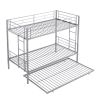 Over Twin Bunk Bed Frame with Trundle,Metal Bunkbed with Sturdy Guard Rail and 2 sideLadders for Kids/Adults,Can be Divided Into Two Beds, No Box Spri