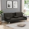sofa bed with Armrest two holders WOOD FRAME, STAINLESS LEG, FUTON SOFA PVC