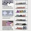 1 Large Capacity 10-Tier Non-Woven Shoe Rack, Space-Saving, Tall & Narrow, Movable for Dust Removal, Stable Structure, Multi-Color, Closet Storage Uni