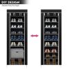 1 Large Capacity 10-Tier Non-Woven Shoe Rack, Space-Saving, Tall & Narrow, Movable for Dust Removal, Stable Structure, Multi-Color, Closet Storage Uni
