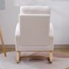 Modern Accent Rocking Chair Rocking Chair With Solid Wood Legs, Upholstered Nursery Glider Rocker, Comfy Armchair With Side Pocket, Living Room Lounge