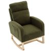 Modern Accent Rocking Chair Rocking Chair With Solid Wood Legs, Upholstered Nursery Glider Rocker, Comfy Armchair With Side Pocket, Living Room Lounge