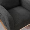 Modern Accent Rocking Chair Rocking Chair With Solid Wood Legs, Upholstered Nursery Glider Rocker, Comfy Armchair With Side Pocket, Living Room Lounge