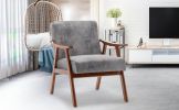 Mid-Century Modern Chair, Living Room Chair with Solid Wood Frame, Accent Chair Extra-Thick Backrest, Wingback Chair for Bedroom, Reading Room, Living