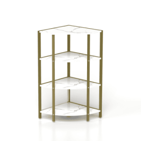 4-Tier Corner Open Shelf,Bookcase Freestanding Shelving Unit,Plant Stand Small Bookshelf For Living Room, Home Office, Kitchen, Small Space (Option: WhiteGold)